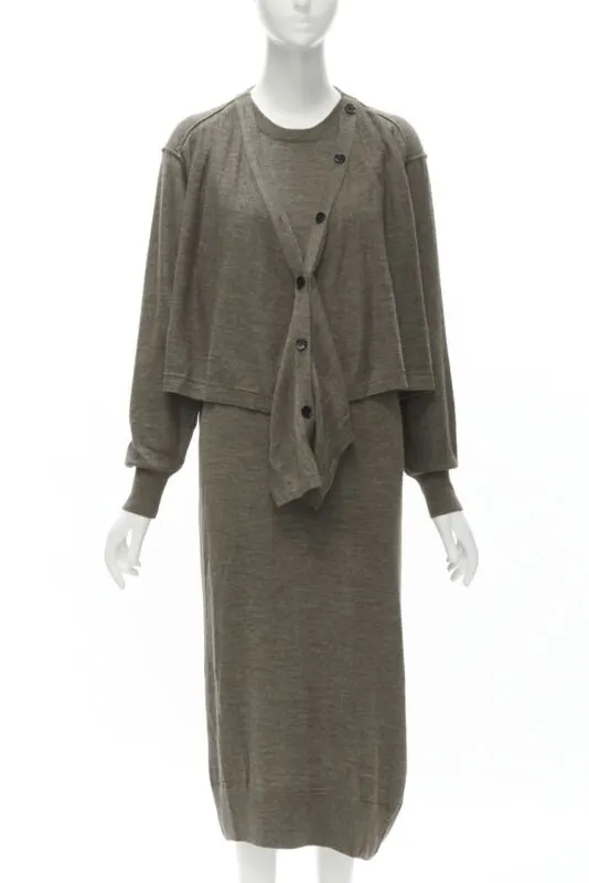 Lemaire Cardigan Dress Brown Wool Never worn - Front View