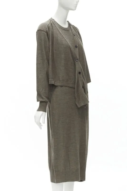 Lemaire Cardigan Dress Brown Wool Never worn - Model View