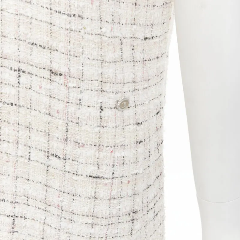 Chanel Check Tweed Dress Pink Tweed Very good - Back View