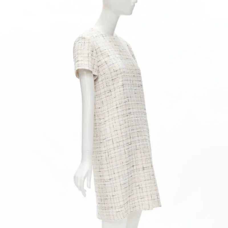 Chanel Check Tweed Dress Pink Tweed Very good - Inside View