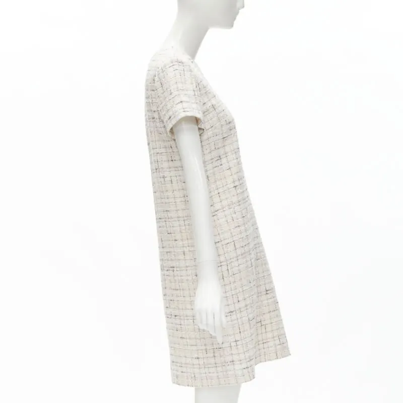 Chanel Check Tweed Dress Pink Tweed Very good - Model View