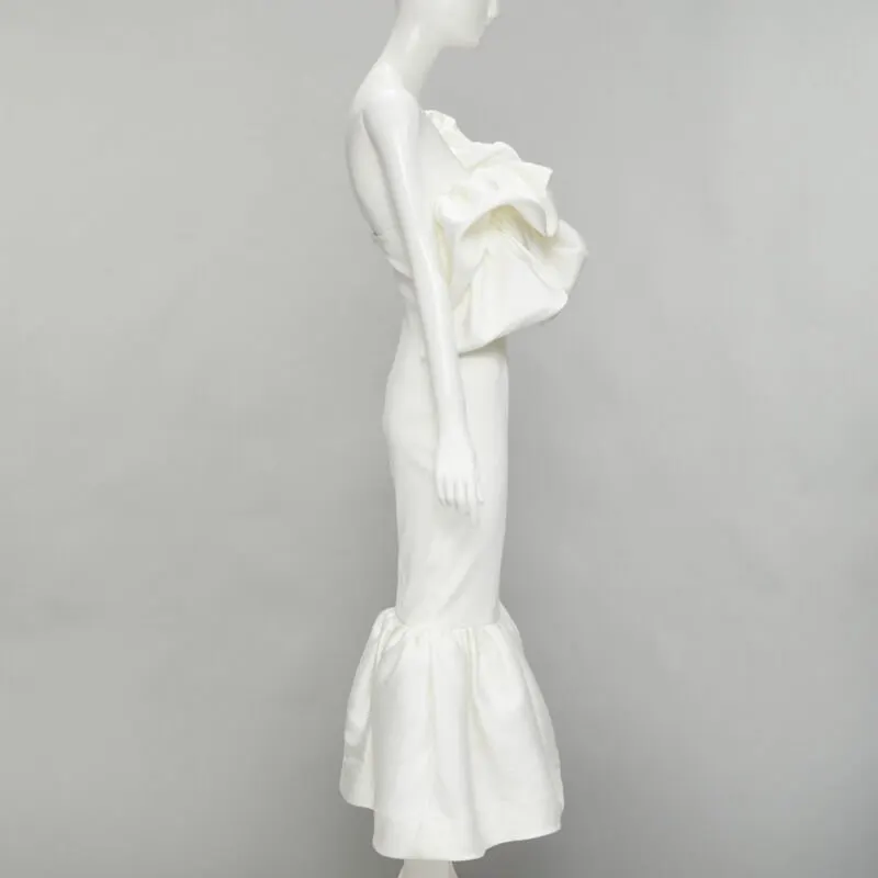 Solace London Cascade Flounce Dress White Polyester Never worn - Model View