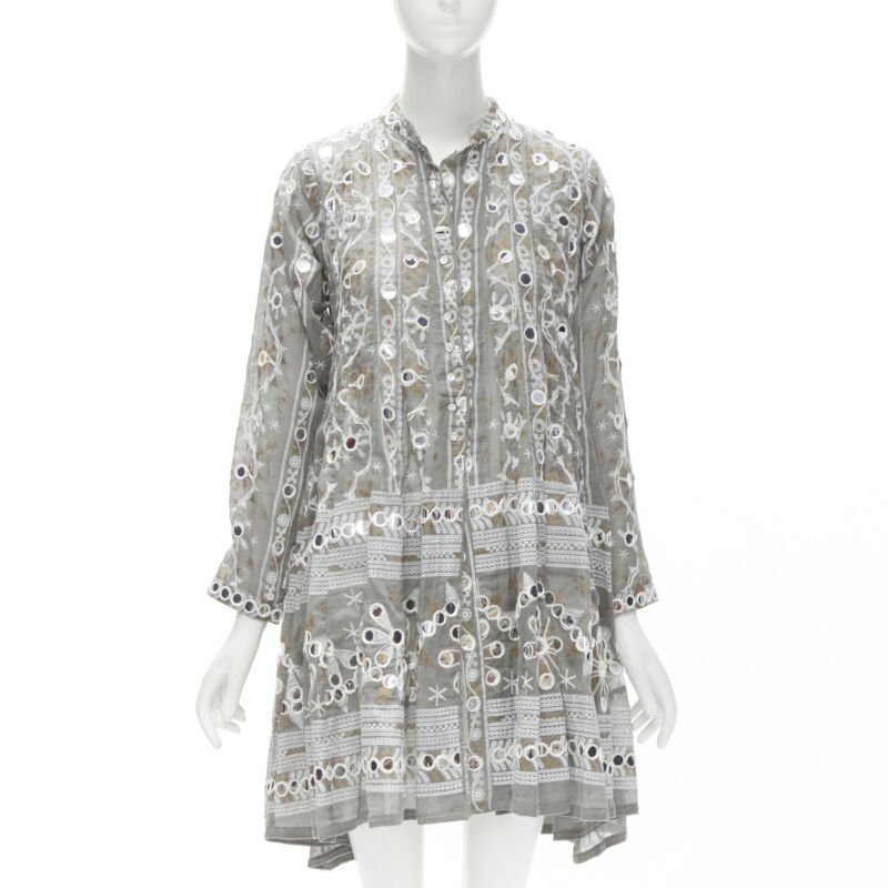 Juliet Dunn Grey Floral Silver Jacket - Image 6