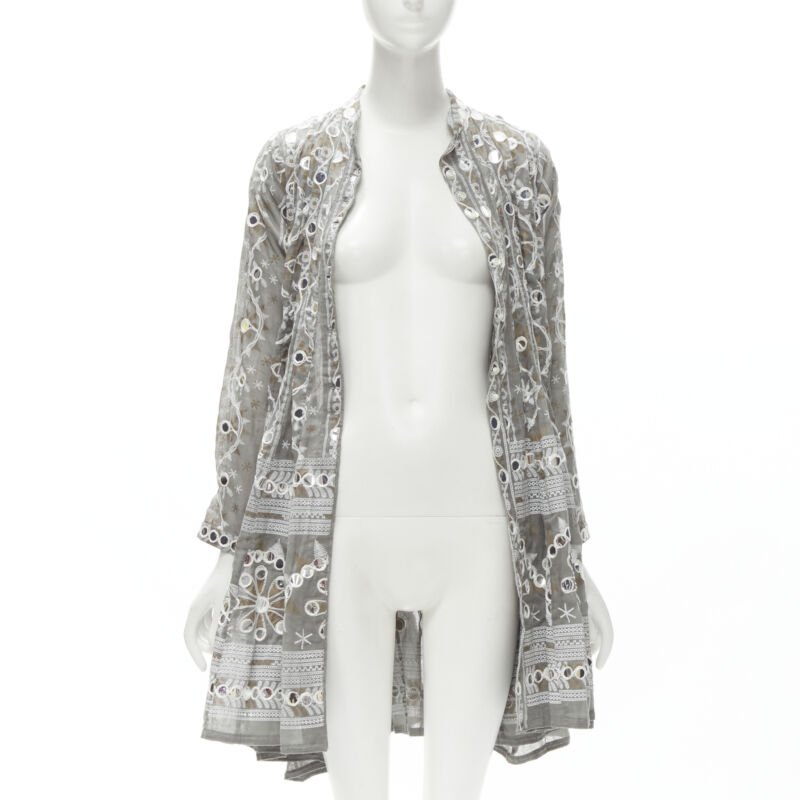 Juliet Dunn Grey Floral Silver Jacket - 4