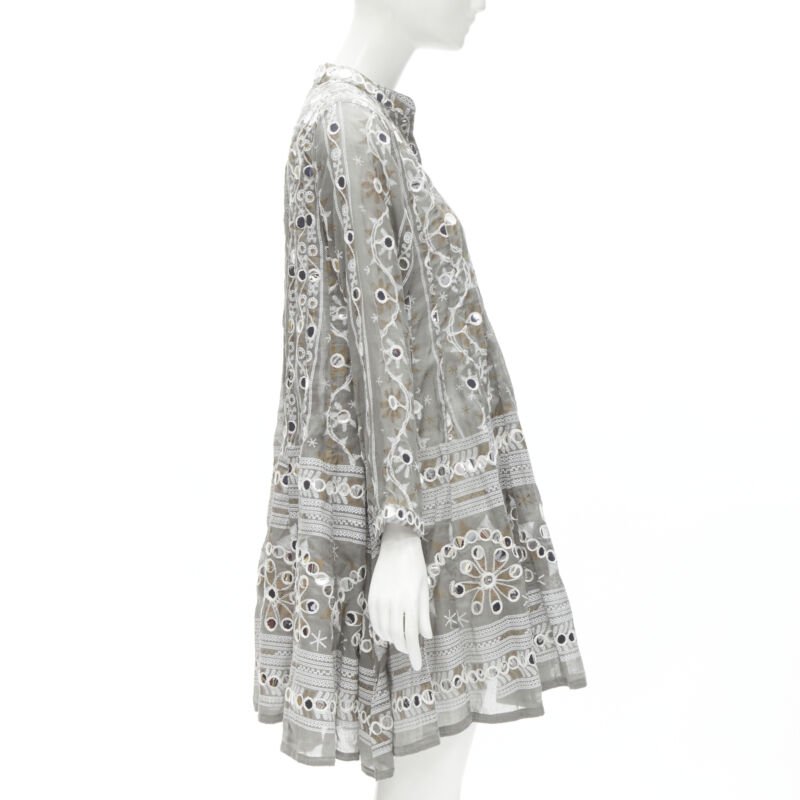 Juliet Dunn Grey Floral Silver Jacket - Side view