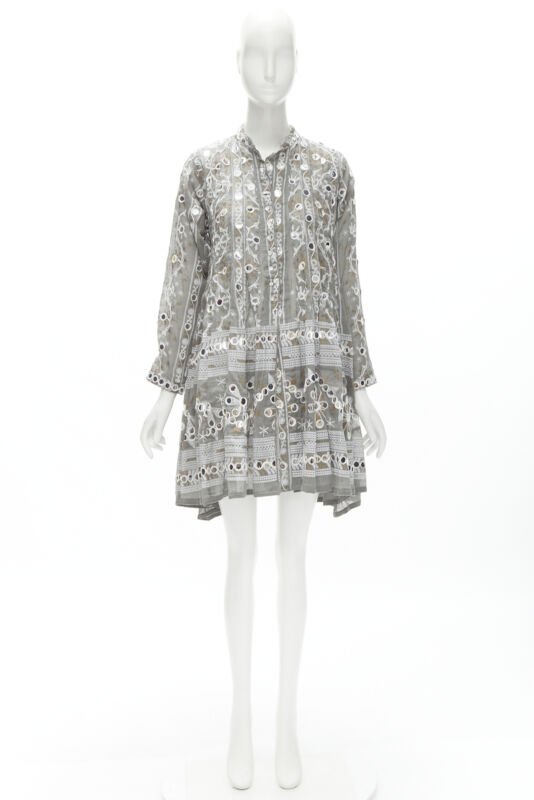 Juliet Dunn Grey Floral Silver Jacket - Image 13