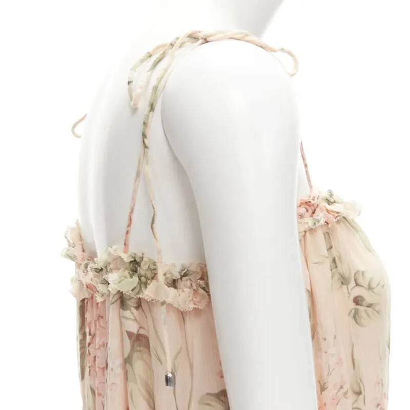 Zimmermann Floral Summer Dress Beige Silk Never worn - Back View