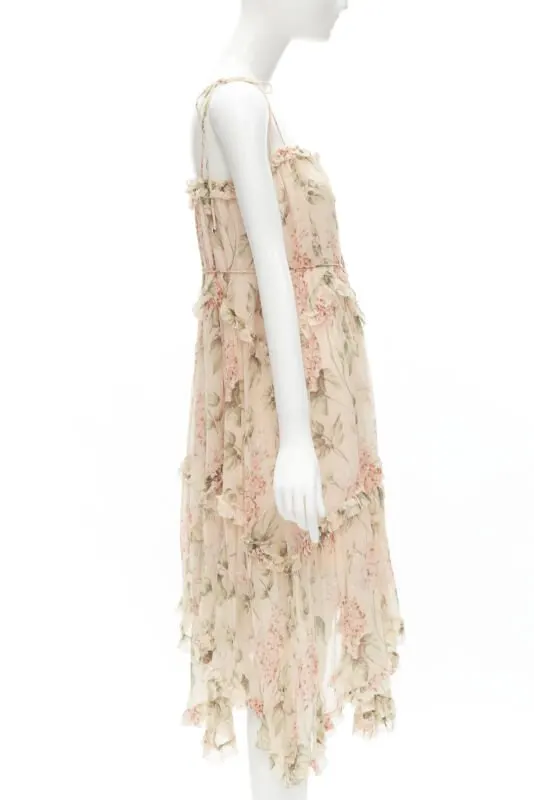 Zimmermann Floral Summer Dress Beige Silk Never worn - Model View