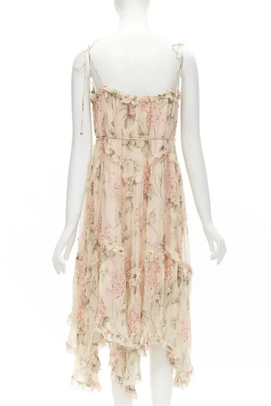 Zimmermann Floral Summer Dress Beige Silk Never worn - Box View
