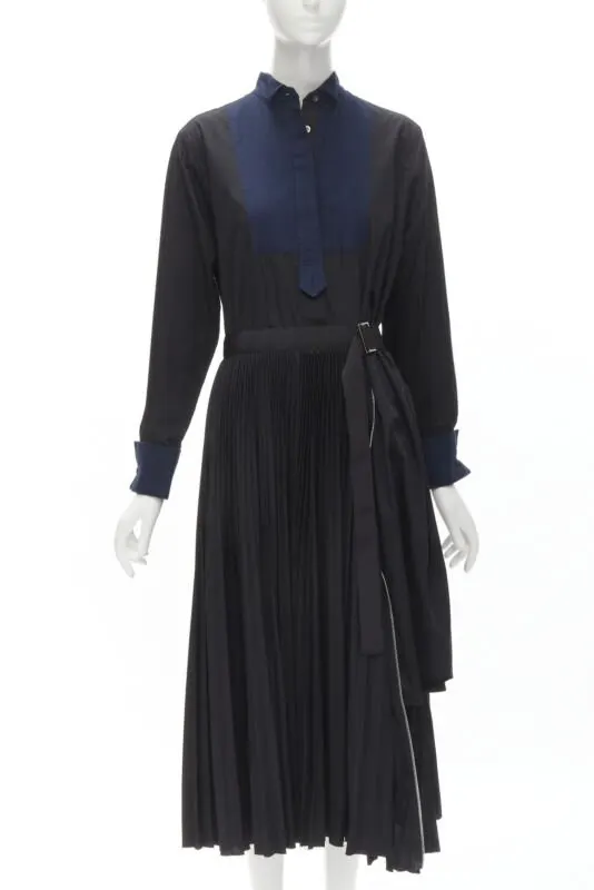 Sacai Tuxedo Bib Dress Black Polyester Never worn - Front View