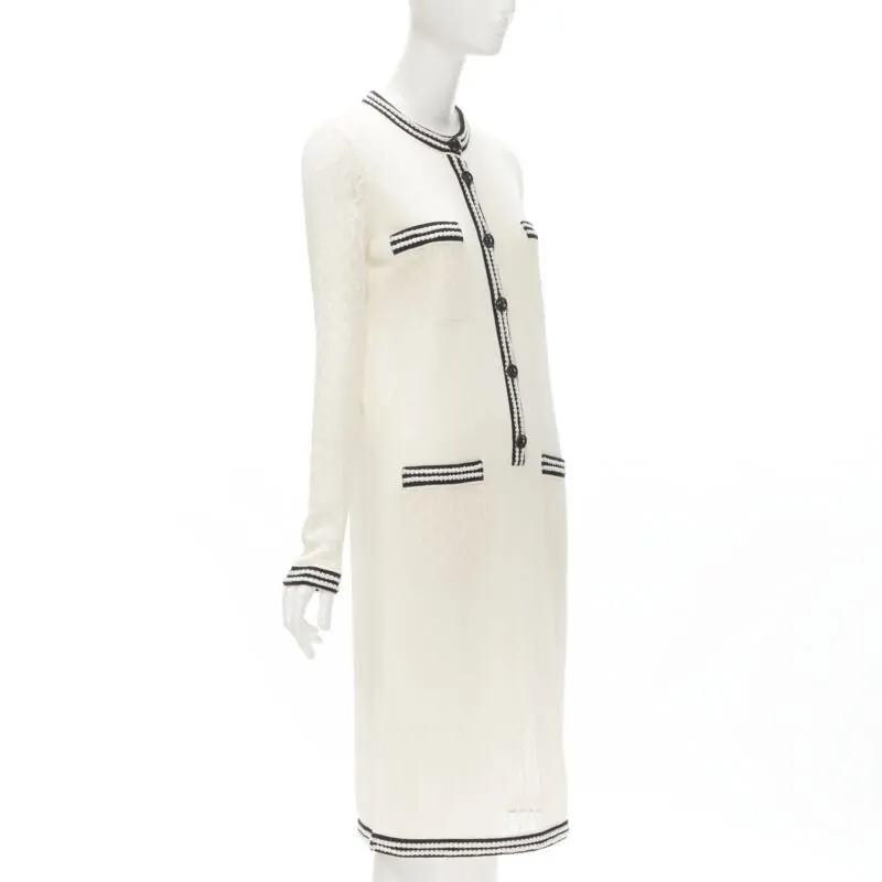 Chanel Crochet Knit Dress Beige Silk Never worn - Inside View