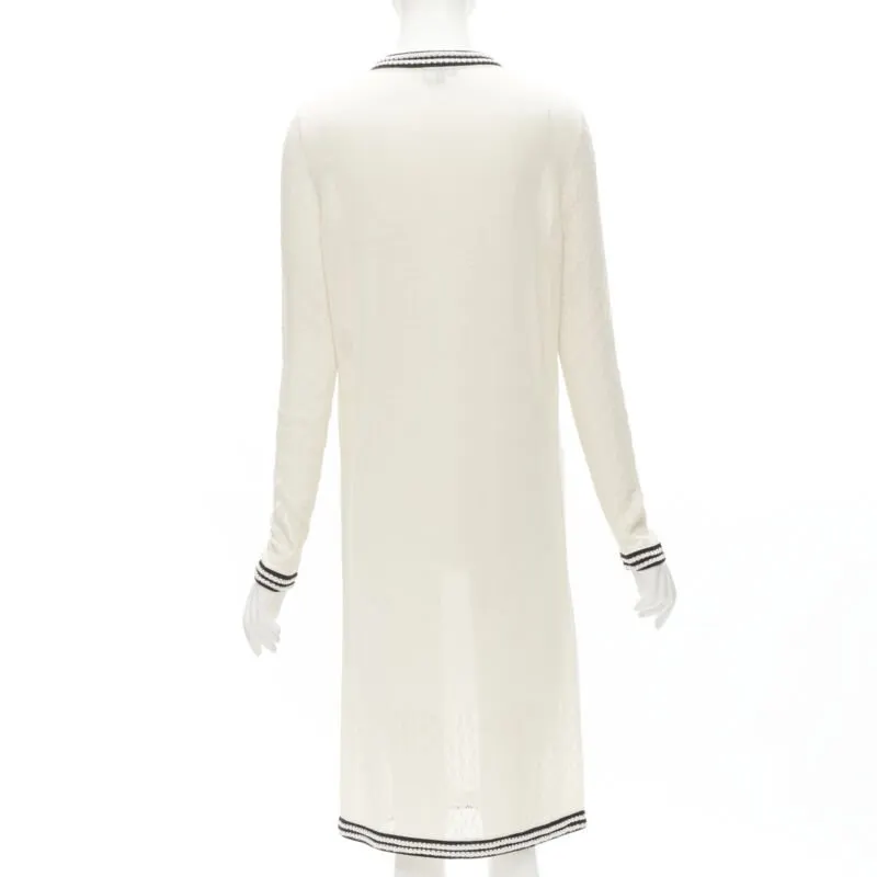 Chanel Crochet Knit Dress Beige Silk Never worn - Box View