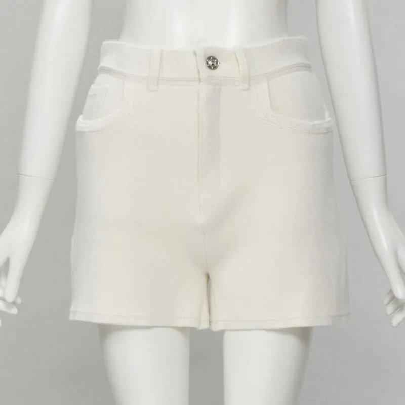 Barrie Cashmere Knit Shorts Beige Polyester Never worn, with tag - Inside View