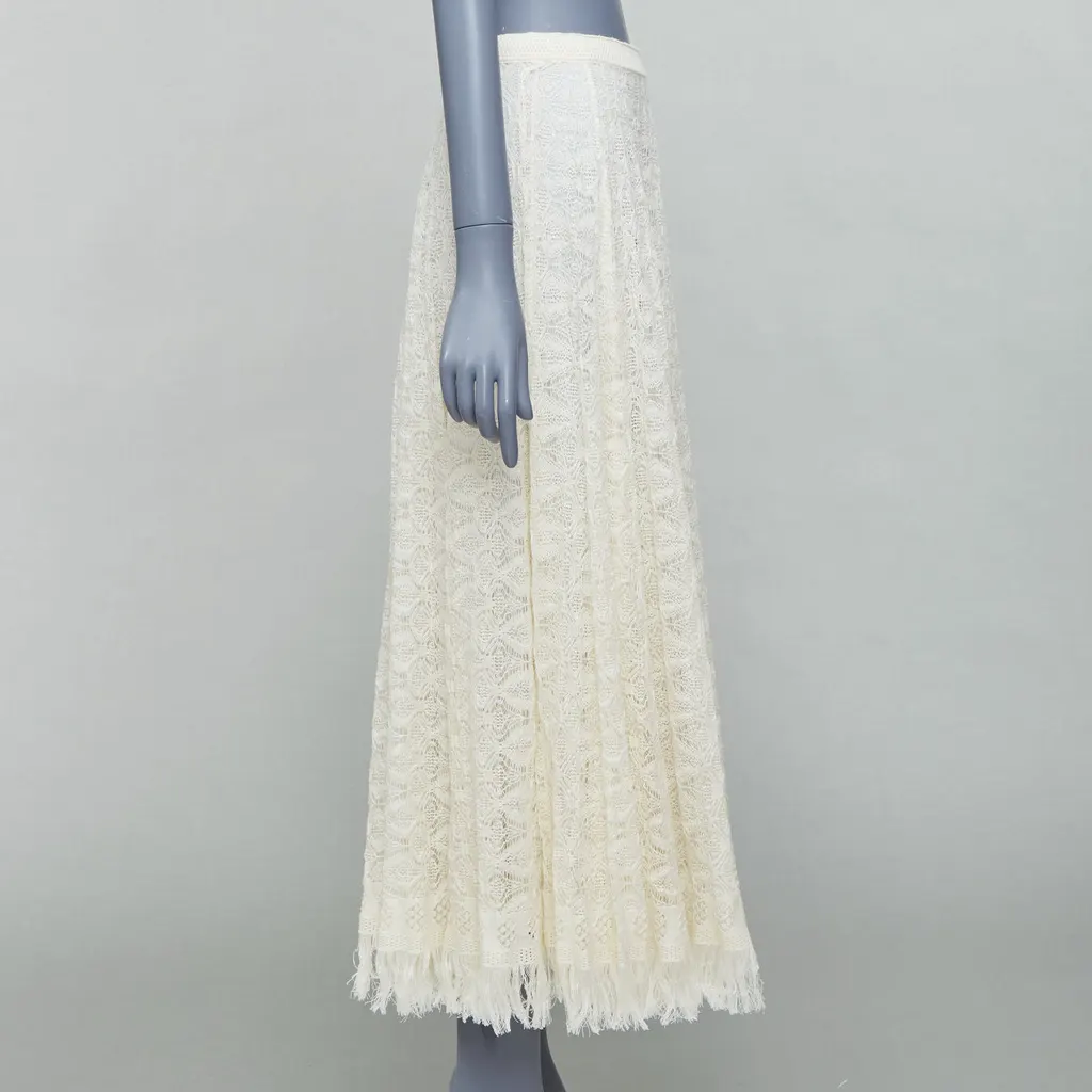Dior Lace Knit Skirt Beige Linen Never worn, with tag - Model View