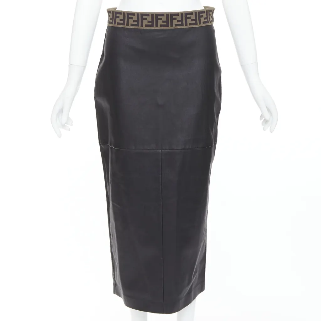 Fendi Gonna Black Leather Never worn, with tag - Front View