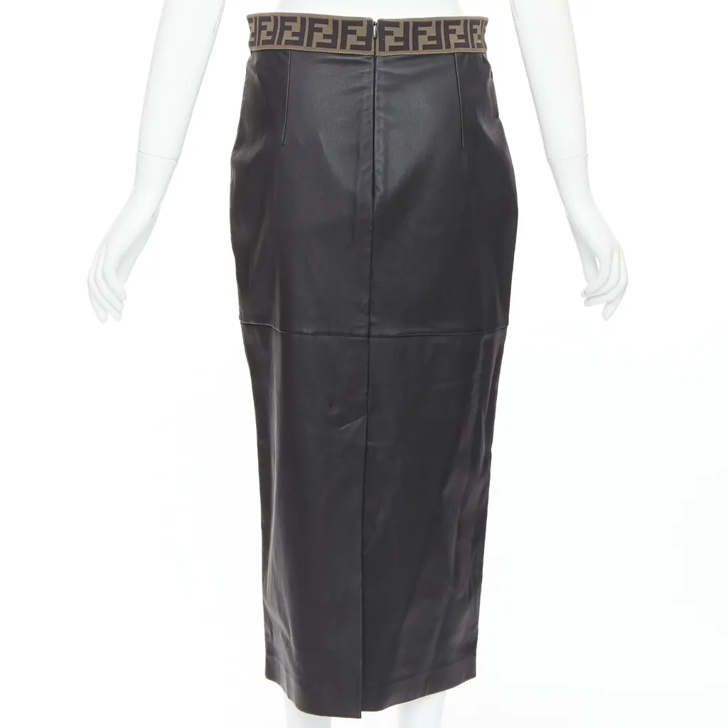 Fendi Gonna Black Leather Never worn, with tag - Box View