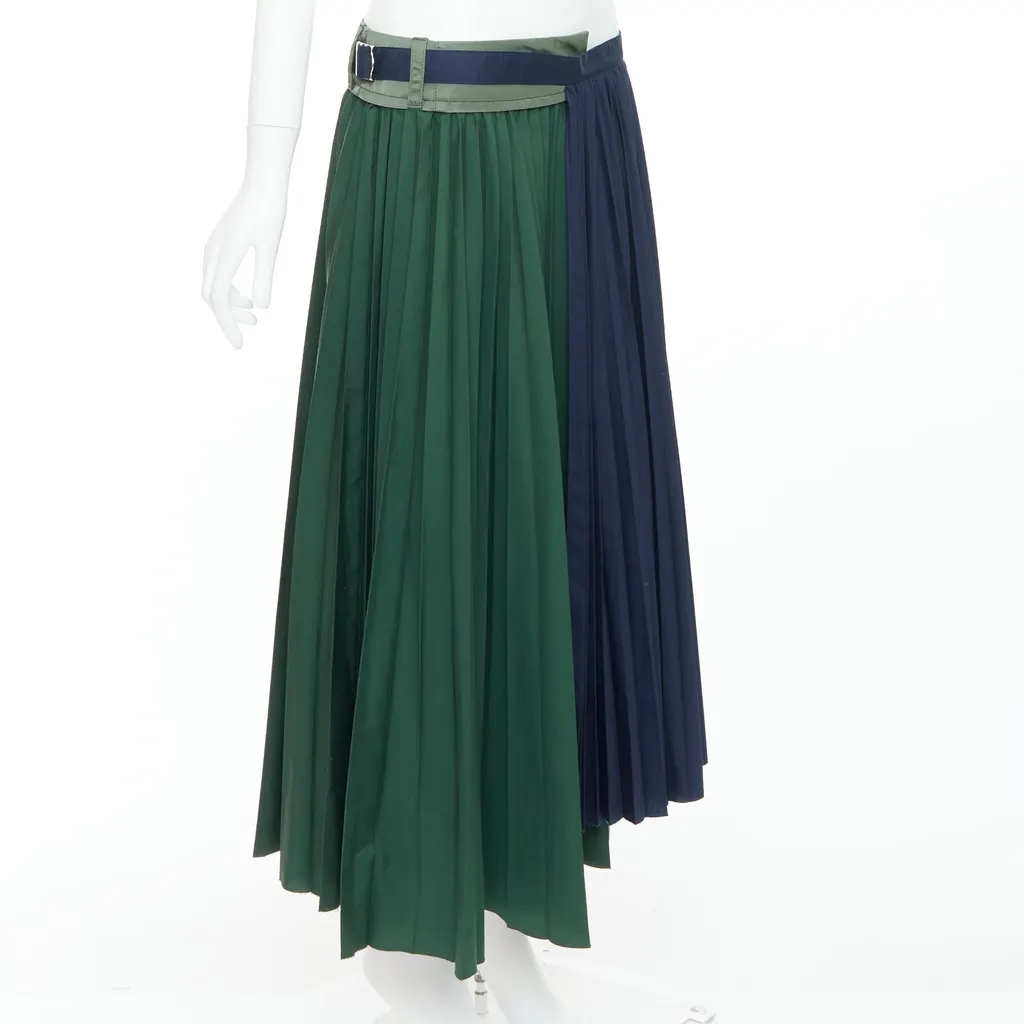Sacai Deconstructed Pleated Skirt Green Polyester Very good - Inside View