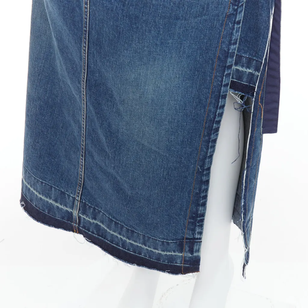 Sacai Layered Denim Skirt Blue Cotton Never worn, with tag - Back View