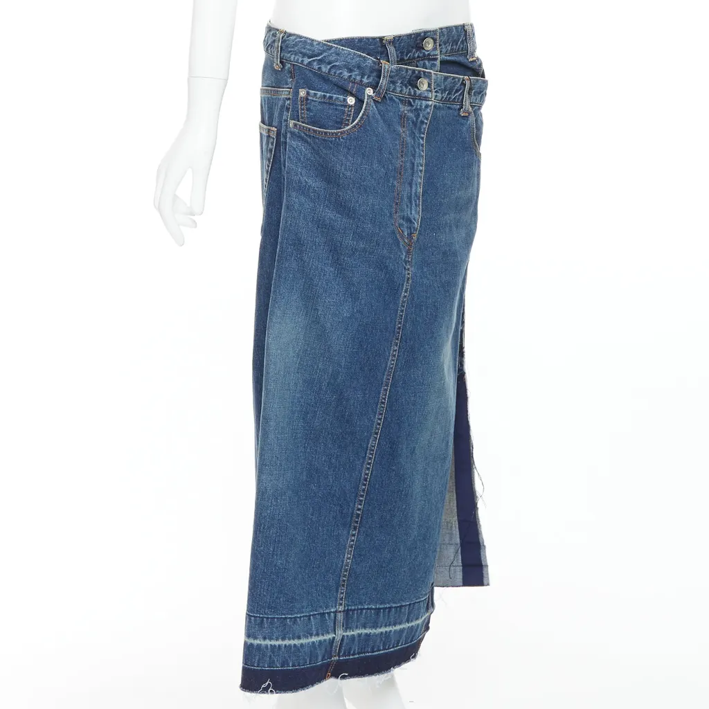 Sacai Layered Denim Skirt Blue Cotton Never worn, with tag - Inside View