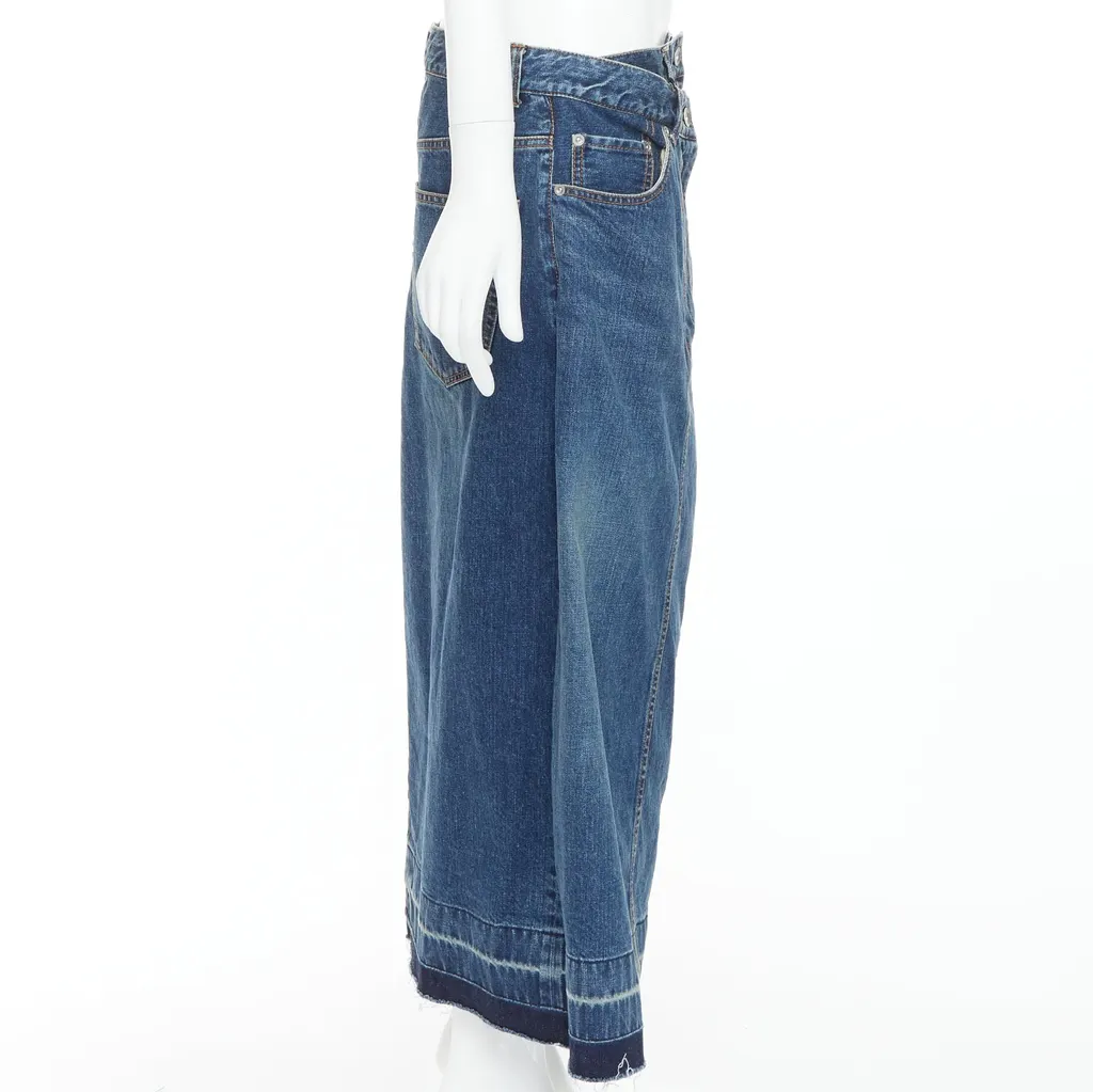 Sacai Layered Denim Skirt Blue Cotton Never worn, with tag - Model View