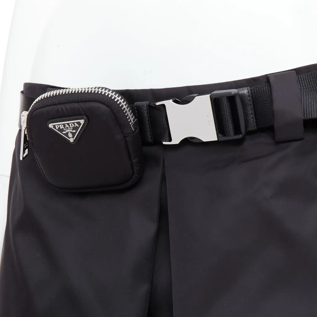 Prada Logo Buckle Skirt Black Very good - Back View