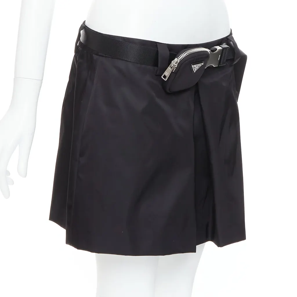 Prada Logo Buckle Skirt Black Very good - Inside View