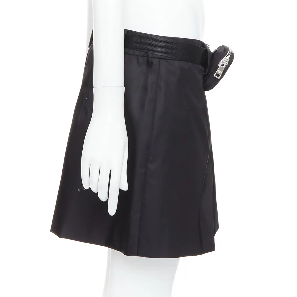 Prada Logo Buckle Skirt Black Very good - Model View