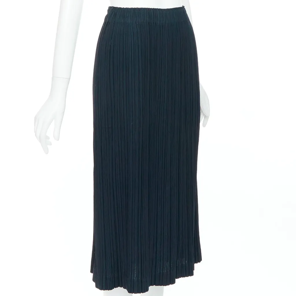 Issey Miyake Pleated Wool Skirt Black Wool Very good - Inside View