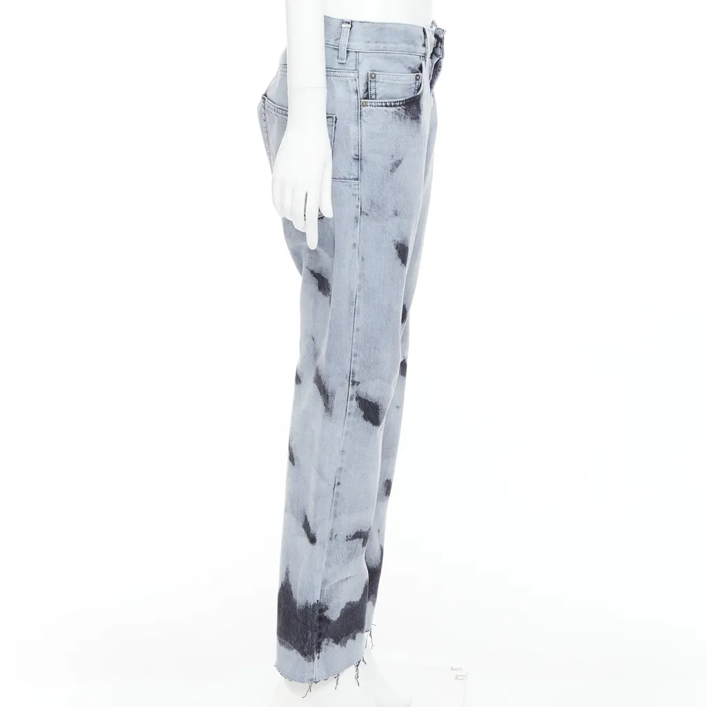 Dior Paint Effect Cropped Jeans Blue Cotton Very good - Model View