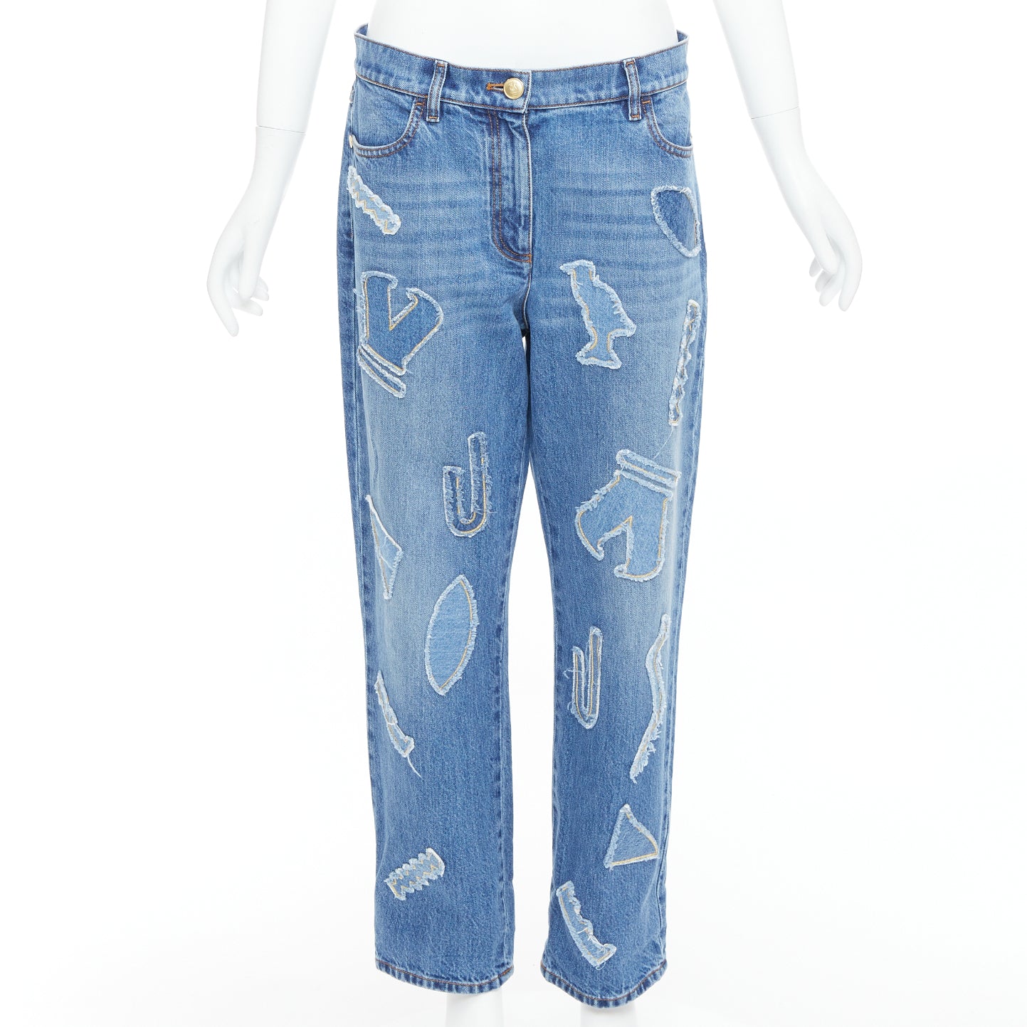 Chanel Blue Patch Straight Jeans