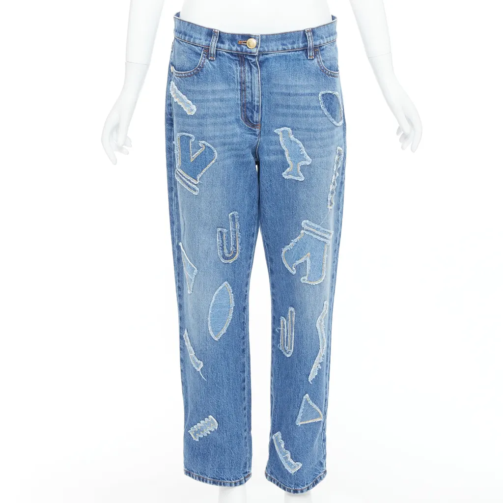 Chanel Blue Patch Straight Jeans Blue Cotton Very good - Front View