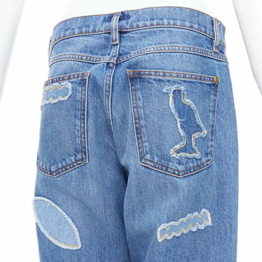 Chanel Blue Patch Straight Jeans Blue Cotton Very good - Back View