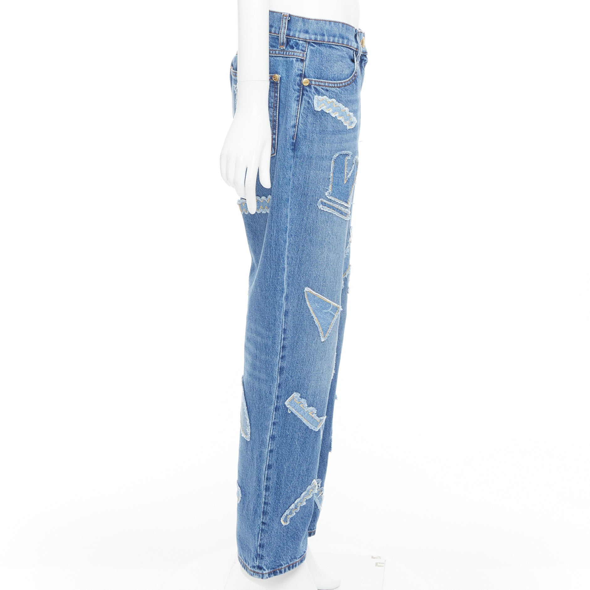 Chanel Blue Patch Straight Jeans - 4