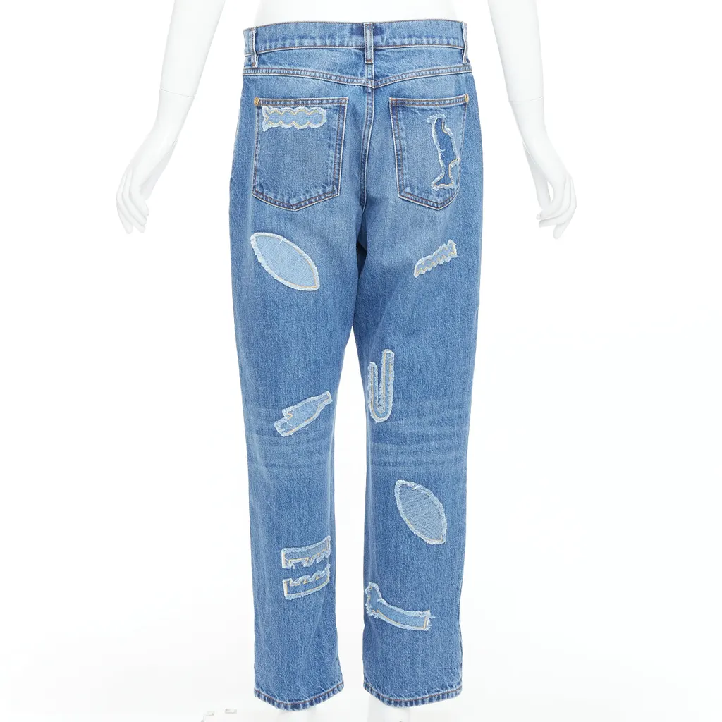 Chanel Blue Patch Straight Jeans Blue Cotton Very good - Box View