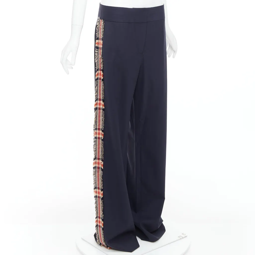 Monse Plaid Trim Trousers Black Wool Never worn, with tag - Front View