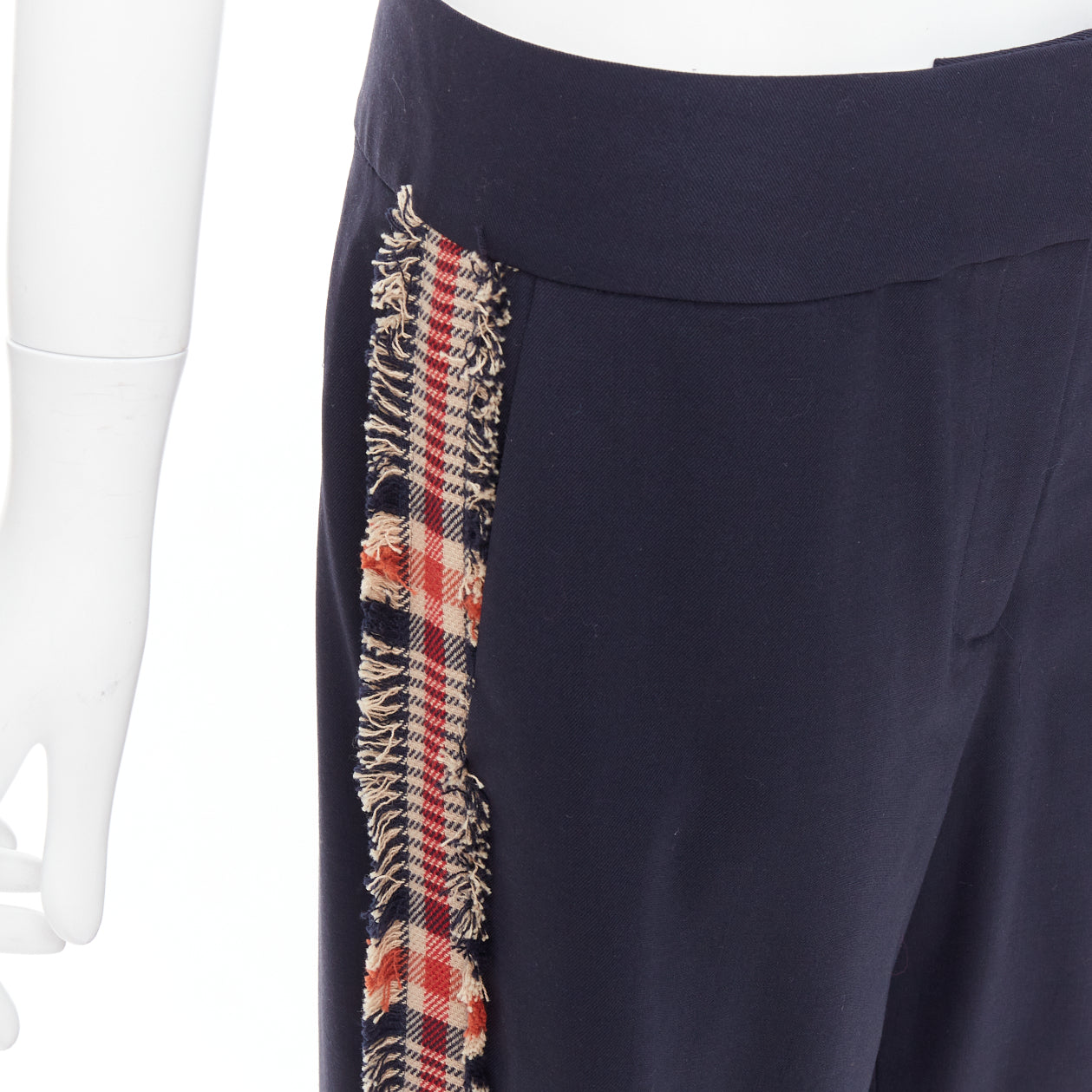 Monse Plaid Trim Trousers - Back view