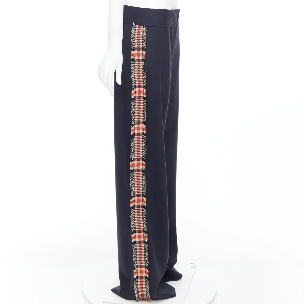 Monse Plaid Trim Trousers Black Wool Never worn, with tag - Model View