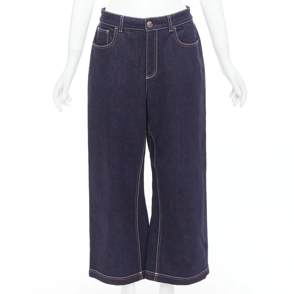 Fendi Brown FF Wide Jeans Blue Cotton Very good - Front View