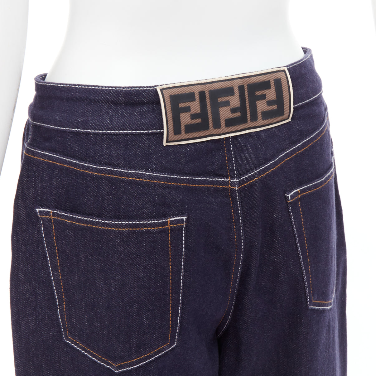 Fendi Brown FF Wide Jeans - Back view
