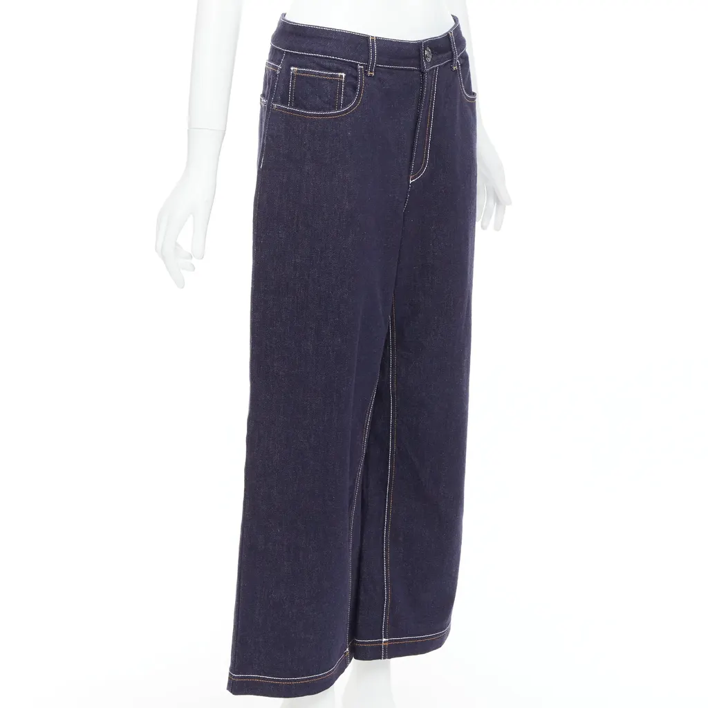 Fendi Brown FF Wide Jeans Blue Cotton Very good - Inside View
