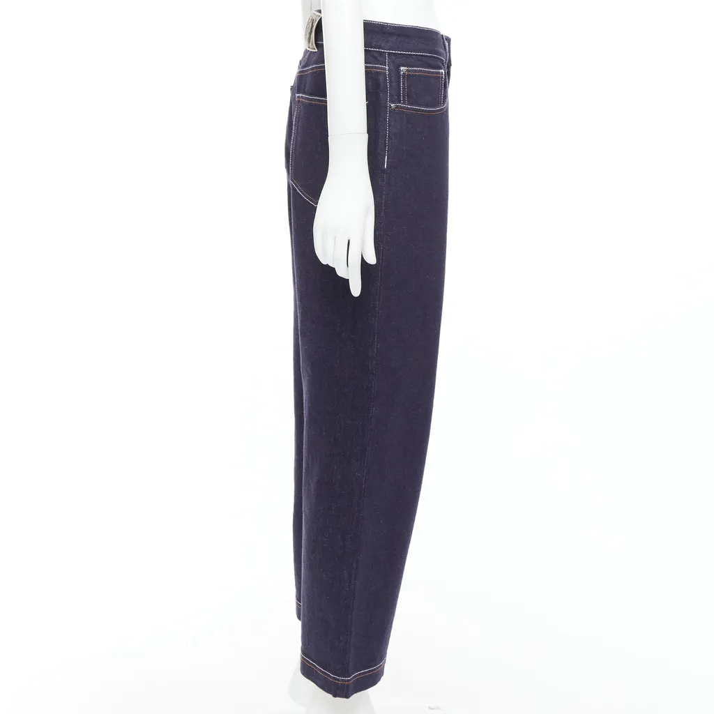 Fendi Brown FF Wide Jeans Blue Cotton Very good - Model View