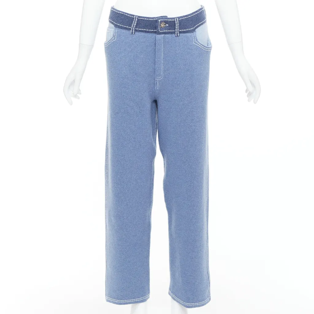 Barrie Topstitch Knit Pants Blue Cashmere Very good - Front View