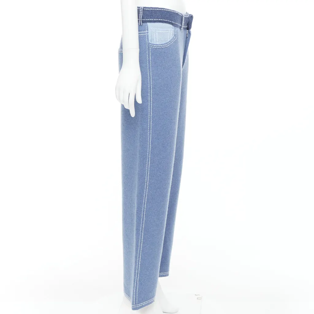 Barrie Topstitch Knit Pants Blue Cashmere Very good - Model View
