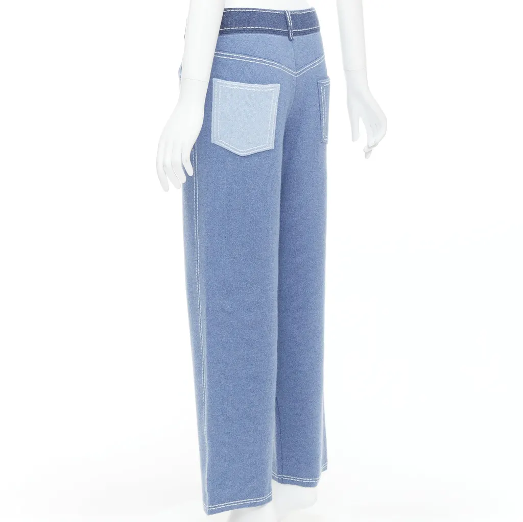 Barrie Topstitch Knit Pants Blue Cashmere Very good - Box View