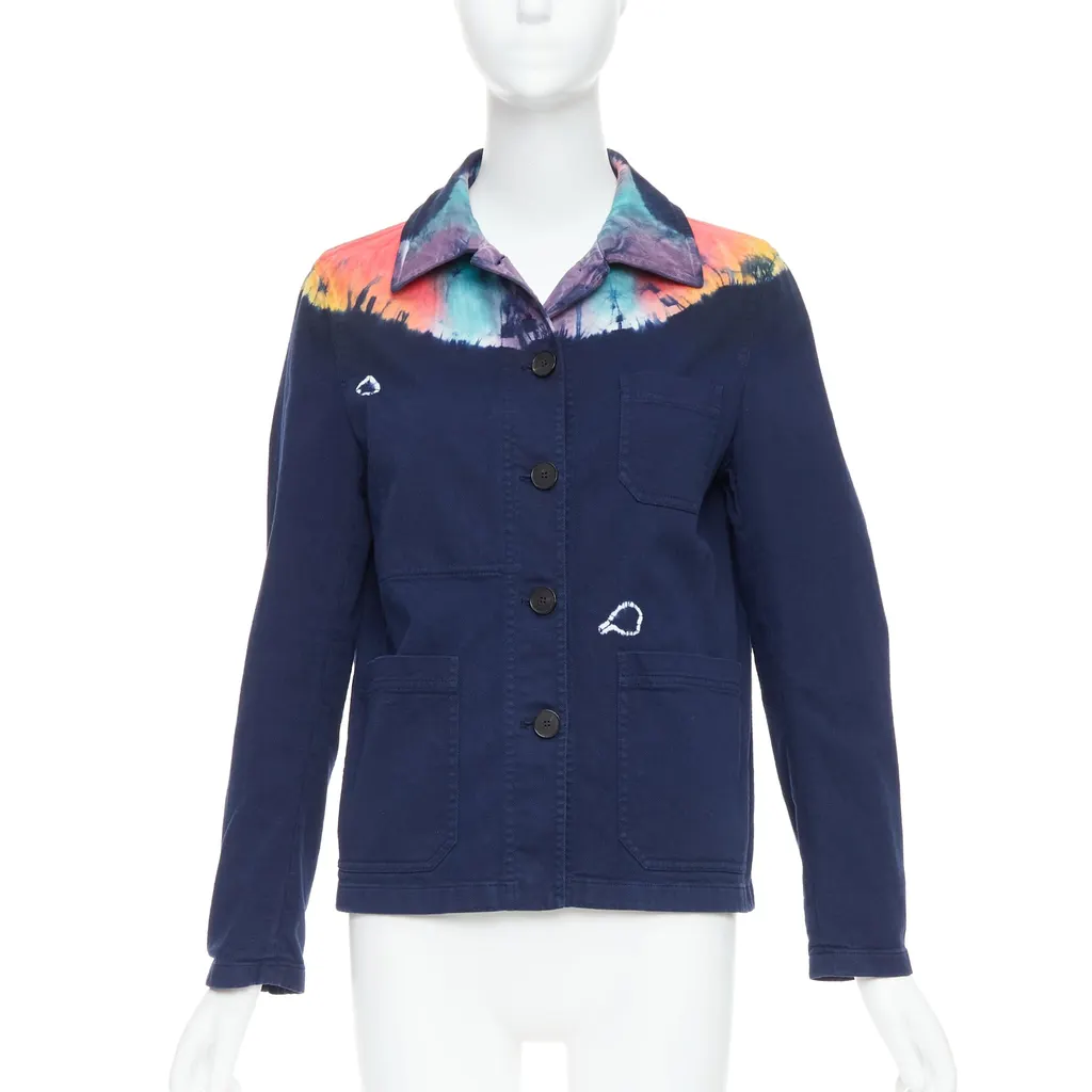 Dior Rainbow Tie-Dye Jacket Blue Cotton Very good - Front View
