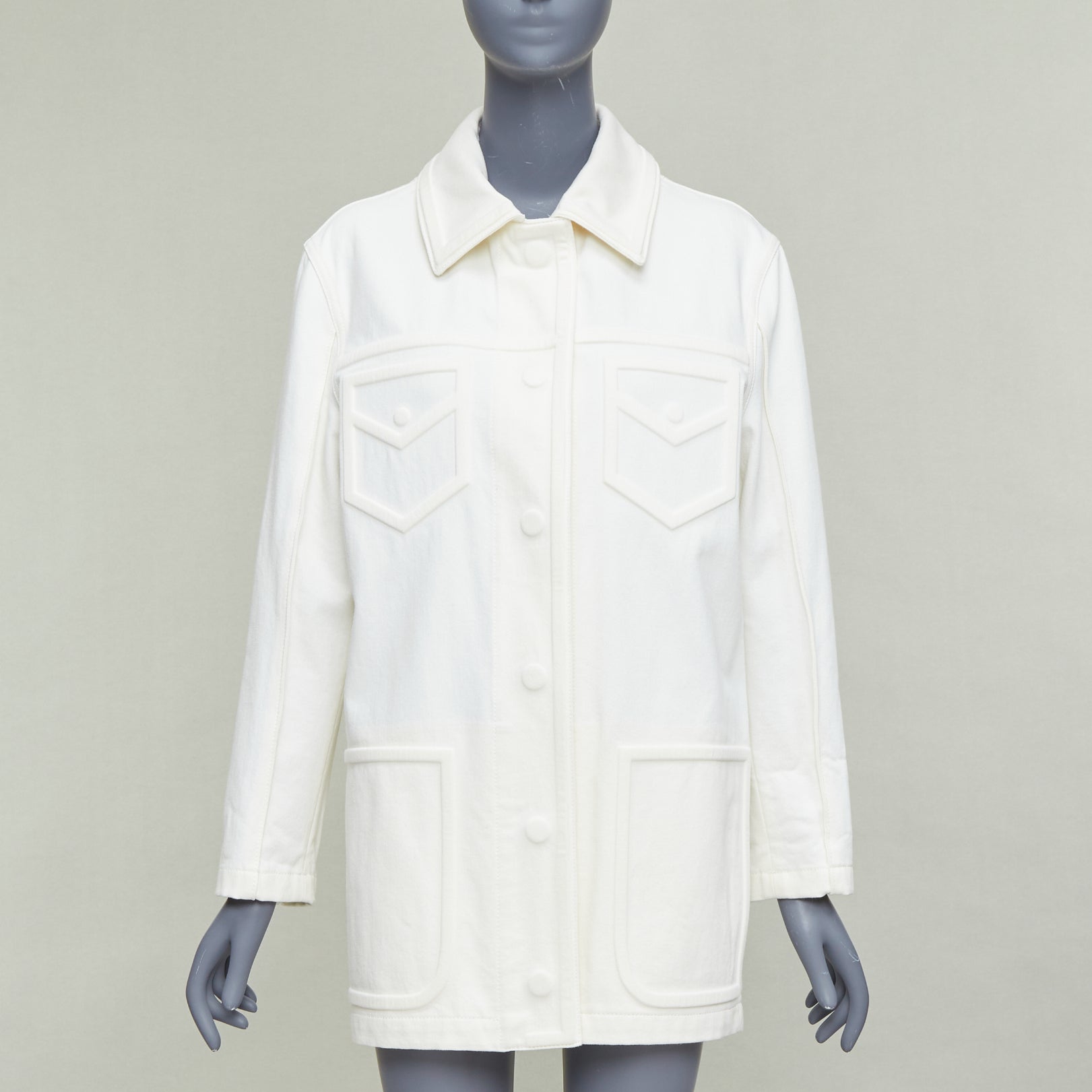 Fendi Cream Trompe Denim Jacket - Image 6
