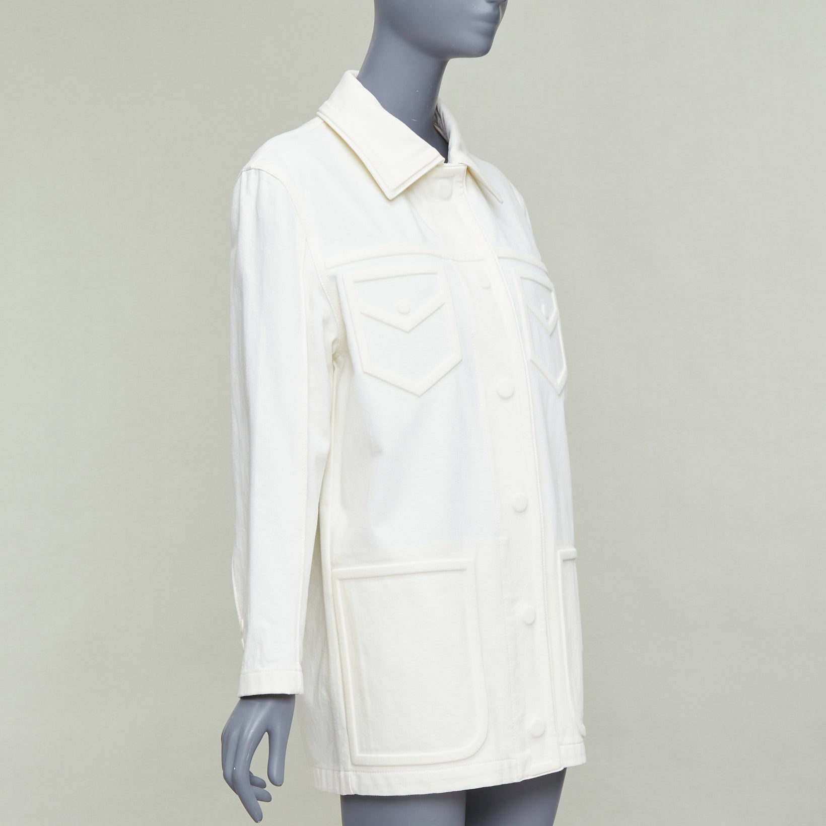 Fendi Cream Trompe Denim Jacket - 4