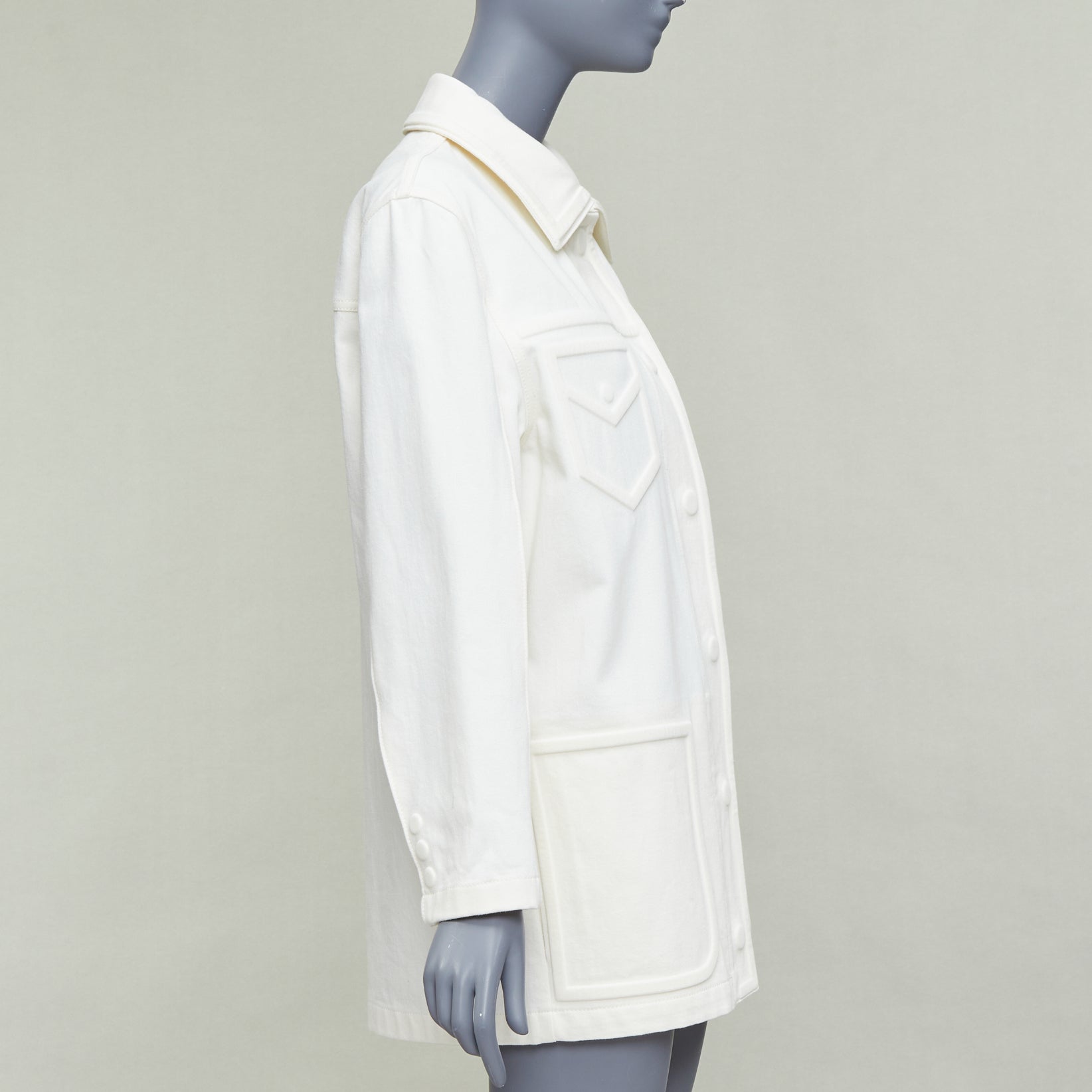 Fendi Cream Trompe Denim Jacket - Side view