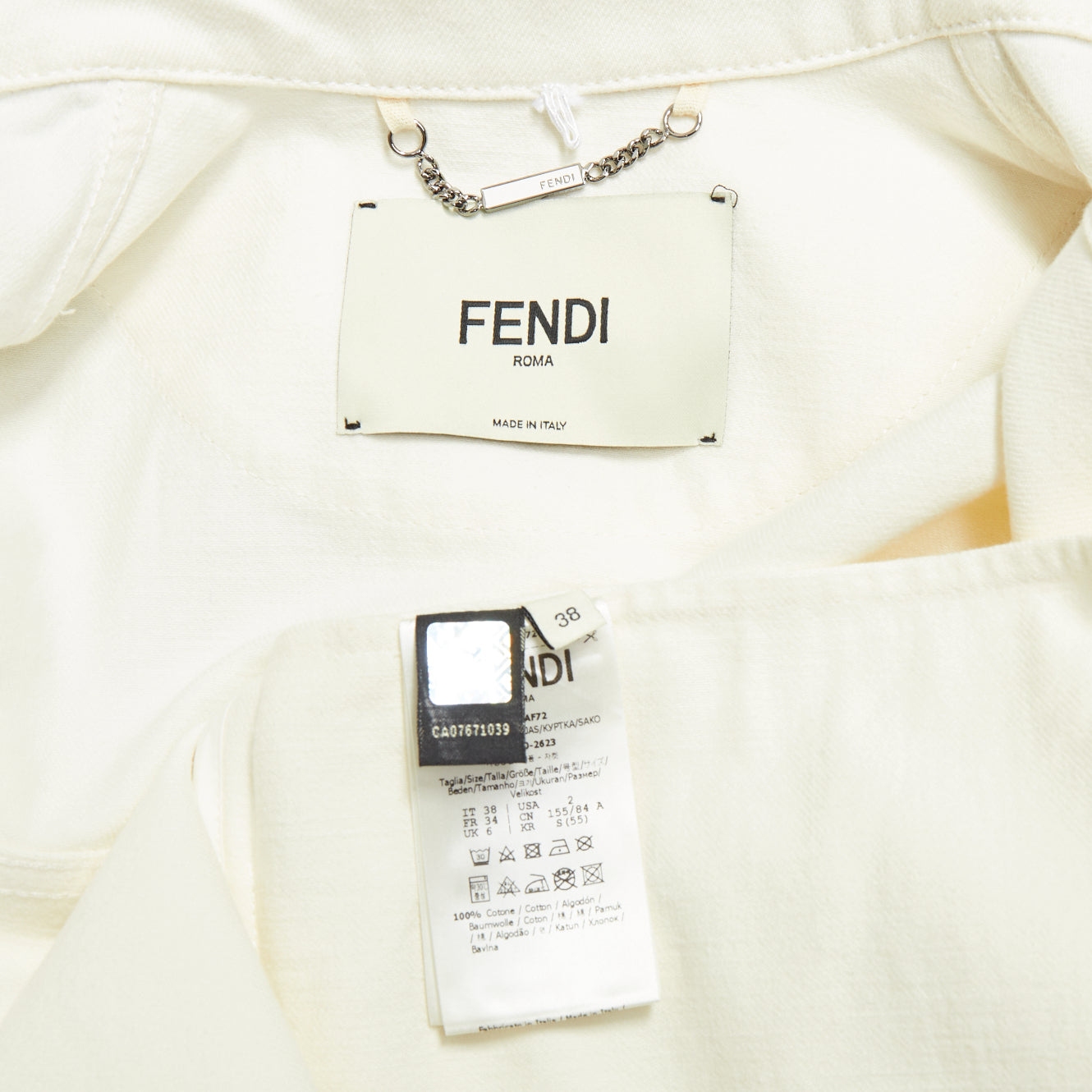 Fendi Cream Trompe Denim Jacket - Image 11