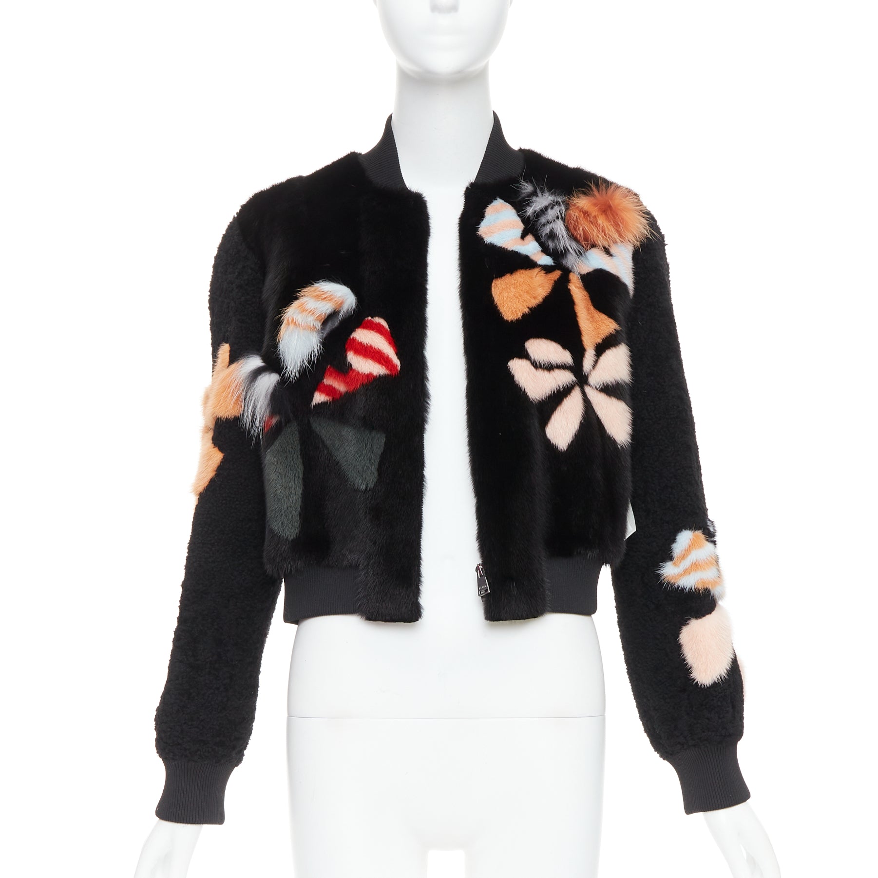 Fendi Black Fur Bomber Jacket - Image 6